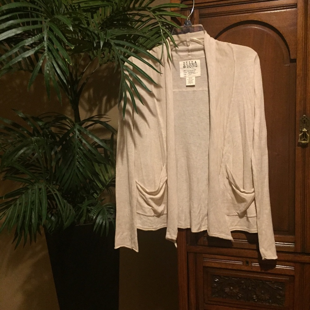 Billabong Lightweight Beige Cardigan Sweater SZ M